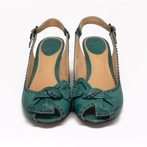 Frye Maya Vintage Stud Slingbacks in Teal